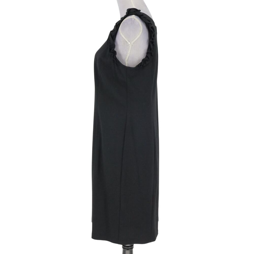 Talbots RSVP Dress Petites 12P Black Stretch Knit Sheath Zip Ruffles Sleeveless - Picture 7 of 15